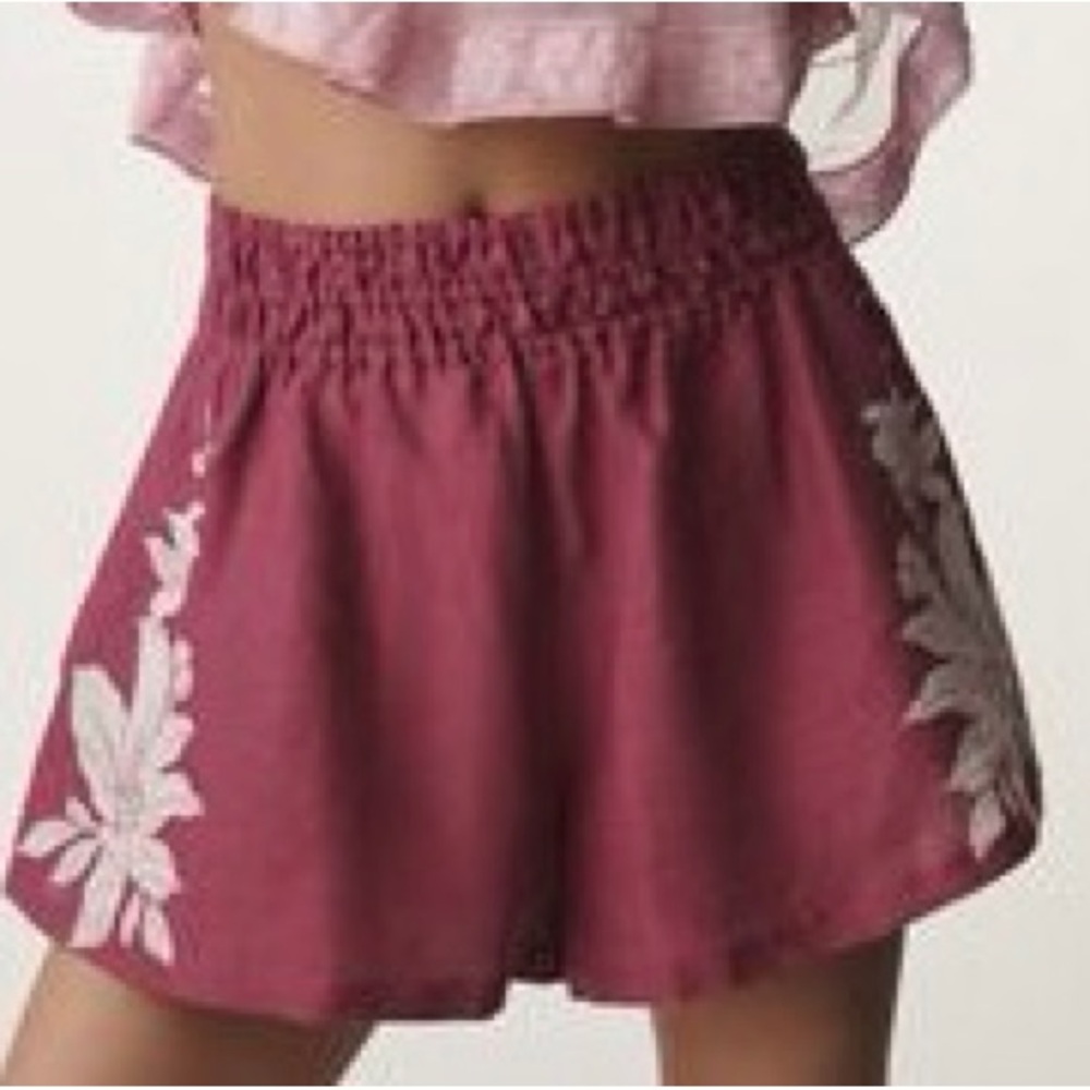 Anthropologie Somerset Linen shorts with floral design, size XL